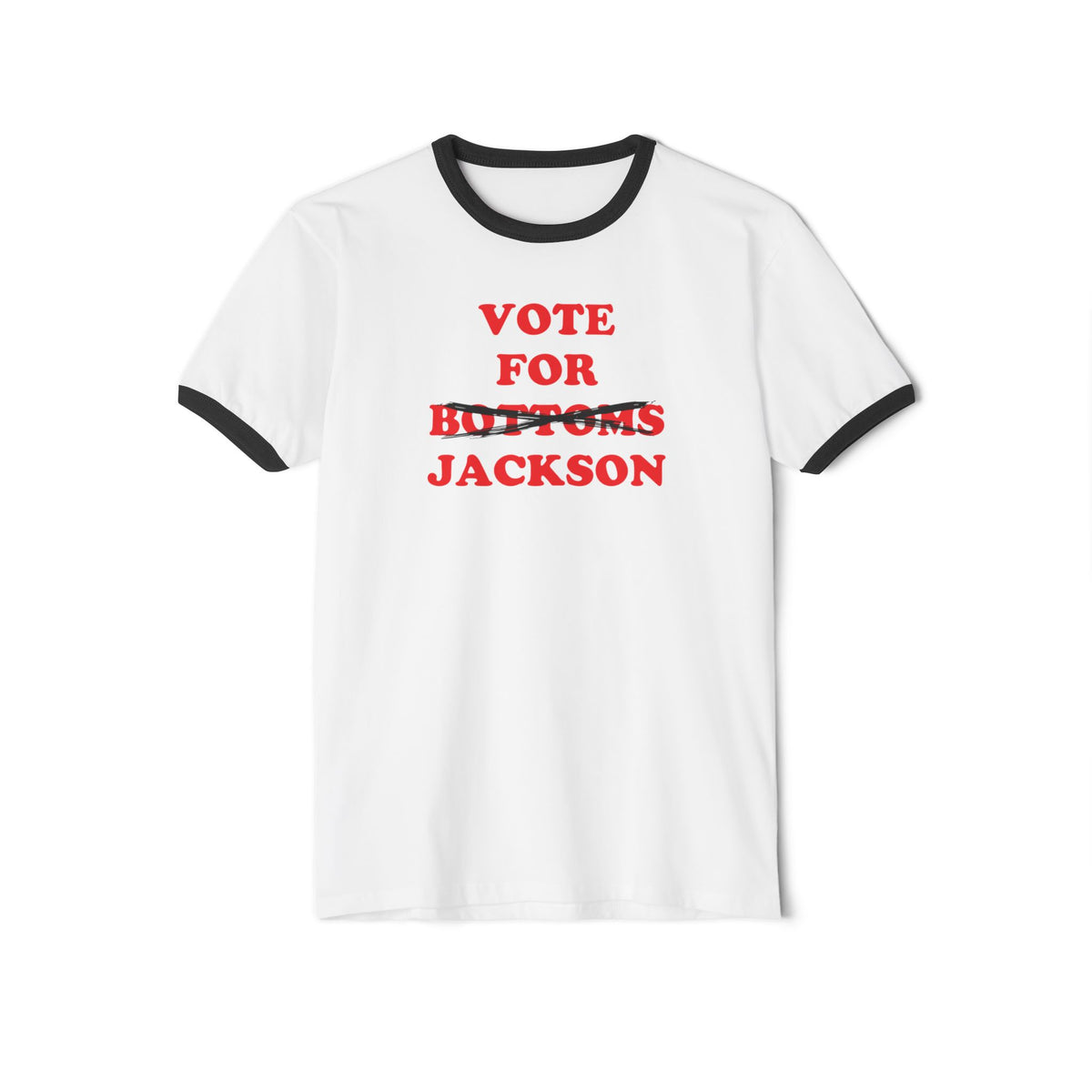 Vote For Jackson — Georgia Governor Ringer Tee (Bottoms Crossed Out)