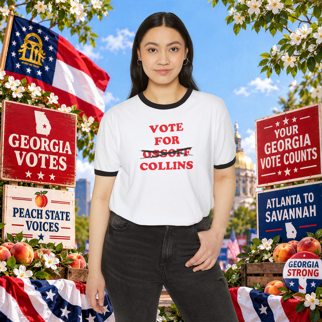 Vote For Collins — Georgia Senate Ringer Tee (Ossoff Crossed Out)
