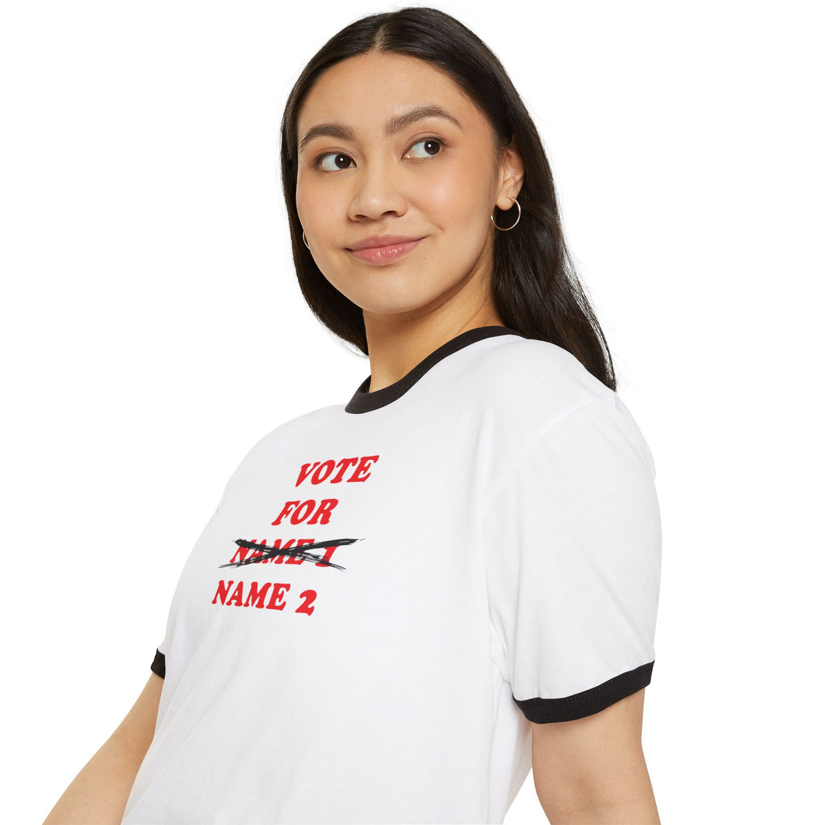 Vote For [NAME] — Custom Cross Out Ringer Tee