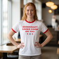 Democracy Looks Good On You — Red Ringer Tee