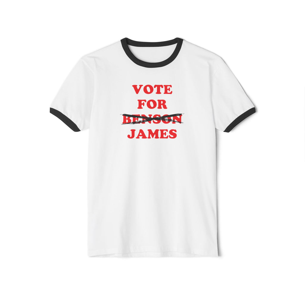 Vote For James — Michigan Governor Ringer Tee (Benson Crossed Out)