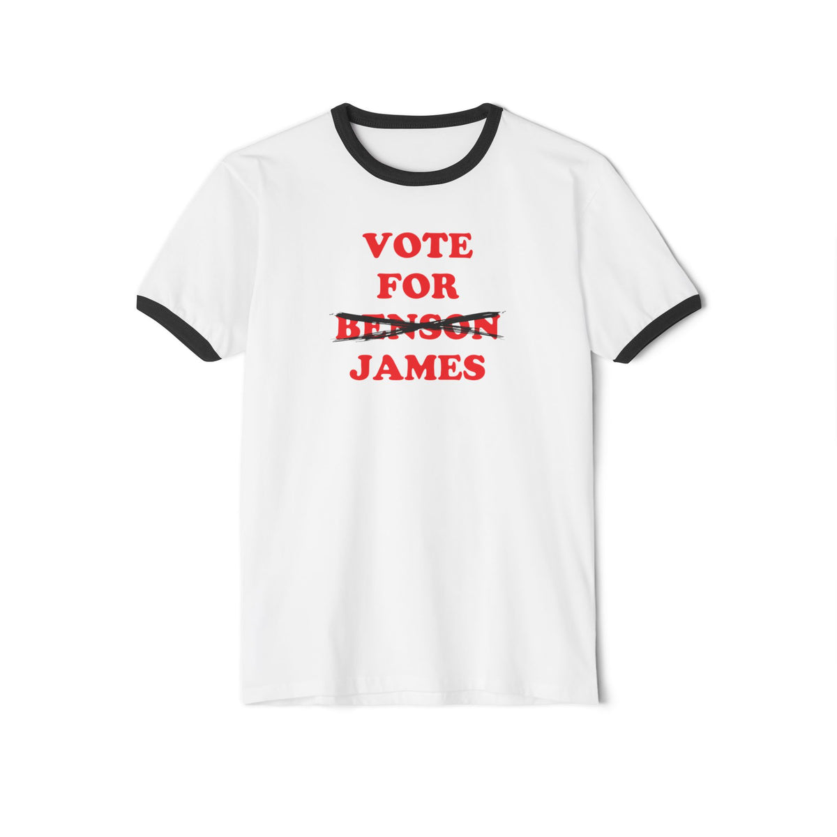 Vote For James — Michigan Governor Ringer Tee (Benson Crossed Out)