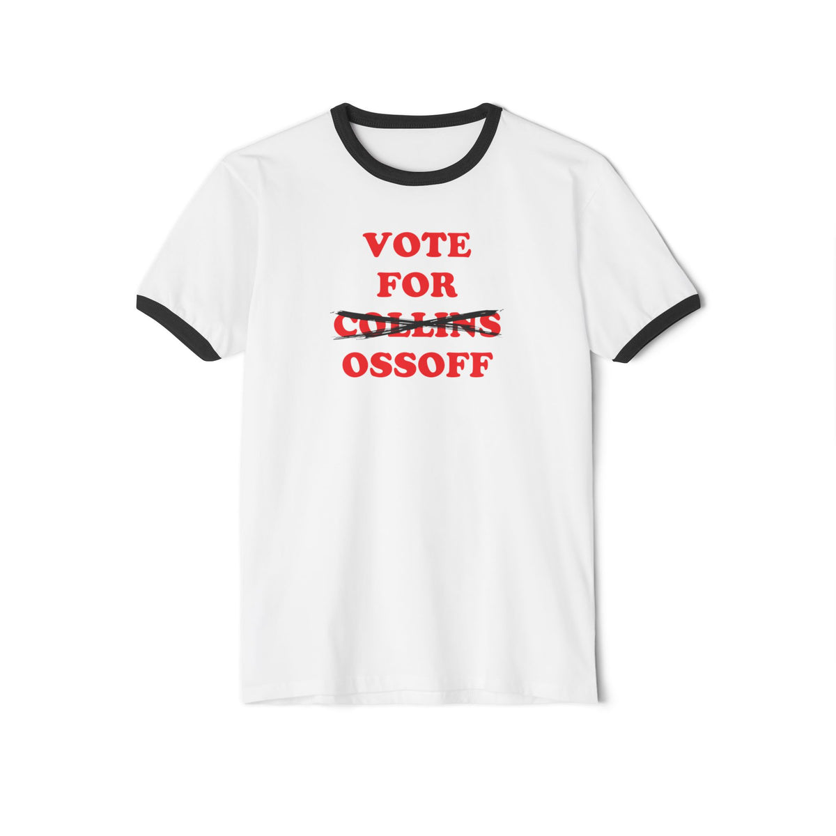 Vote For Ossoff — Georgia Senate Ringer Tee (Collins Crossed Out)